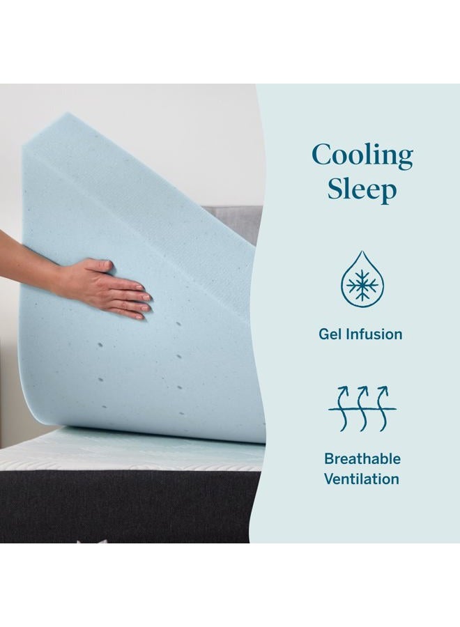 LUCID 4 Inch Gel Memory Foam Mattress Topper, Ventilated Design, Ultra Plush, CertiPUR-US Certified, Queen, Blue - Image 2