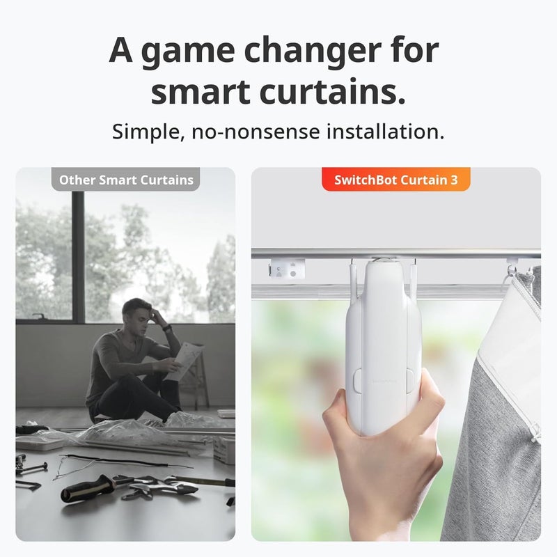 SwitchBot Smart Automatic Curtain Opener - Bluetooth Remote Control with App/Timer, Upgraded High Performance Motor, Compatible with Alexa, Google Home ( Hub Required) (Curtain 3, U Rail) - Image 4