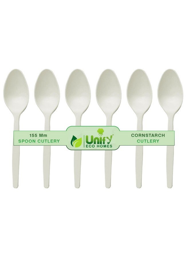 UNIFY EcoHomes 200 Pieces Disposable Biodegradable Cornstarch Spoon Set, Compostable Spoon Ideal for Birthday, Wedding & Party - Image 1