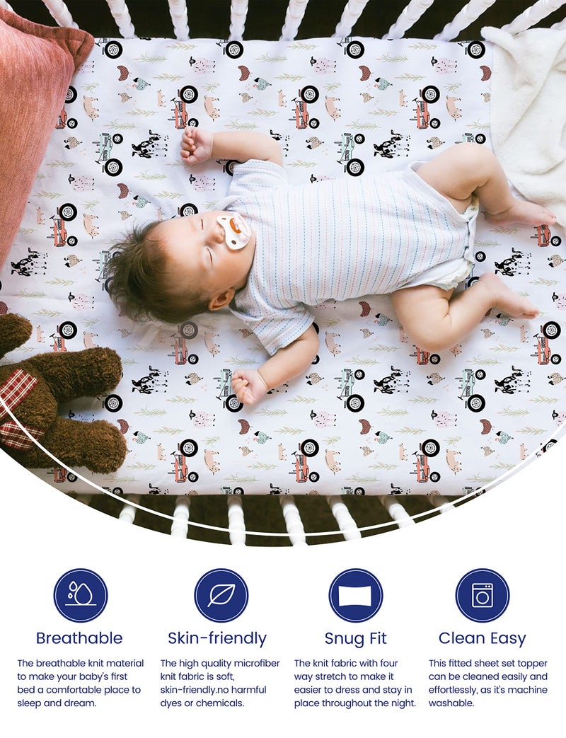 TotAha Crib Sheets for Boys, Premium Stretchy Farm Crib Sheet Fitted, Buttery Soft Truck Crib Mattress Sheets, Calming Effect, All-Season Jersey-Knit 28 X 52 X 9'' Extra Deep Pocket Halloween Pumpkin - Image 4
