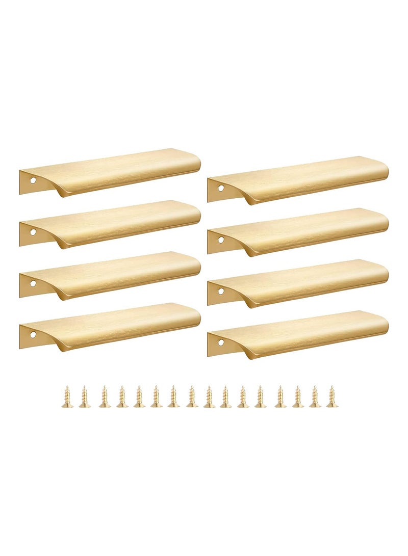 MVAQKLM  8 Pack Cabinet Pulls Handles Gold Finger Edge Drawer Pulls Aluminum Back Mount Cabinet Handles Modern Style Drawer Handles for Kitchen Room Door 150mm - Image 1