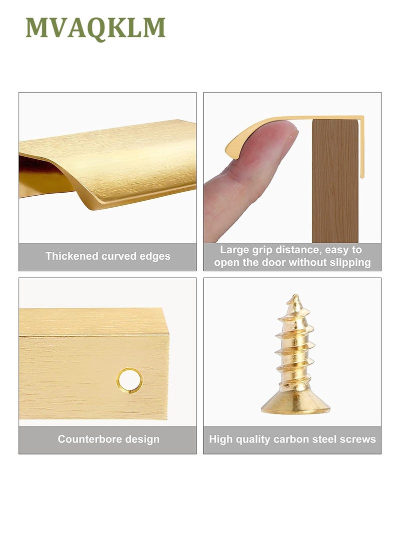 MVAQKLM  8 Pack Cabinet Pulls Handles Gold Finger Edge Drawer Pulls Aluminum Back Mount Cabinet Handles Modern Style Drawer Handles for Kitchen Room Door 150mm - Image 3