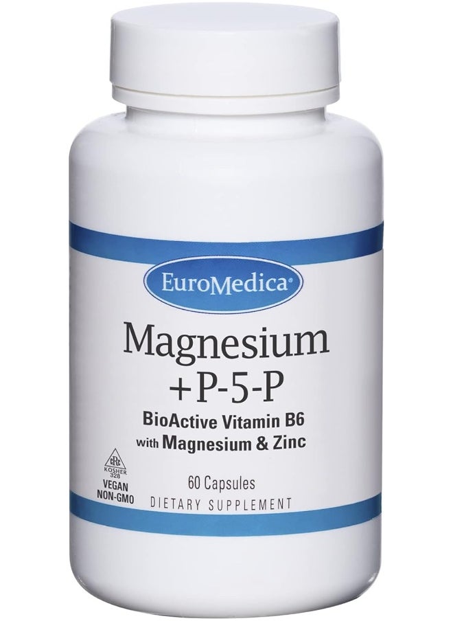 Euromedica - EuroMedica Magnesium + P-5-P - 60 Capsules - Bio-Active Vitamin B6 with Magnesium & Zinc - Image 1