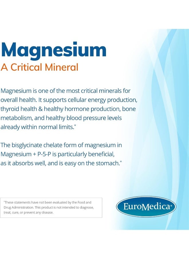 Euromedica - EuroMedica Magnesium + P-5-P - 60 Capsules - Bio-Active Vitamin B6 with Magnesium & Zinc - Image 1