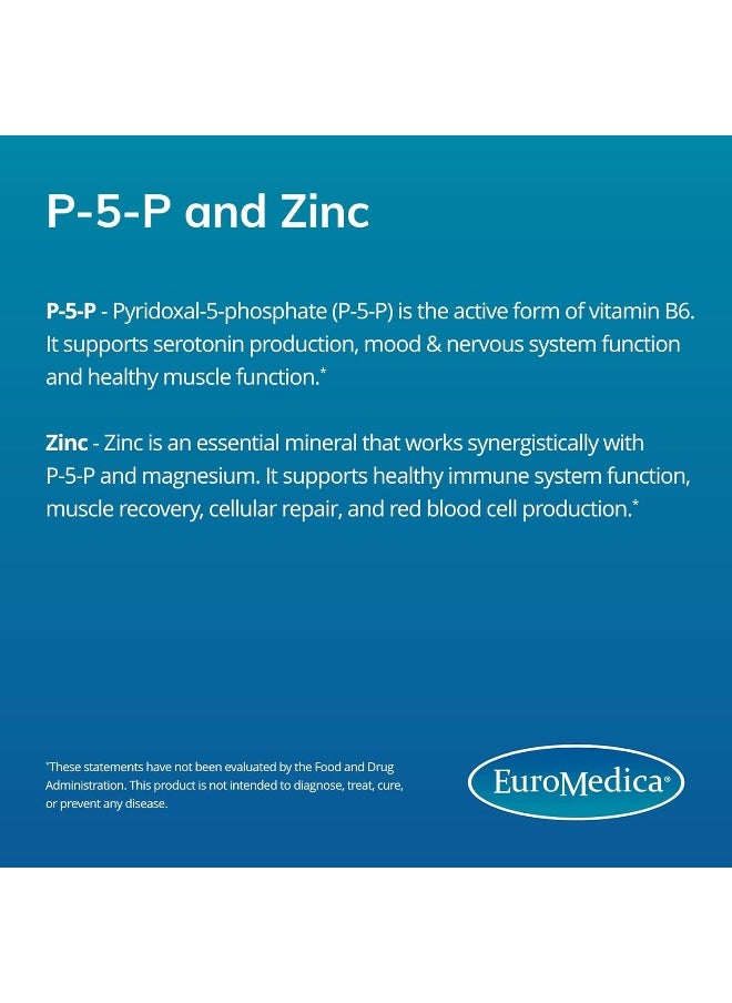 Euromedica - EuroMedica Magnesium + P-5-P - 60 Capsules - Bio-Active Vitamin B6 with Magnesium & Zinc - Image 1