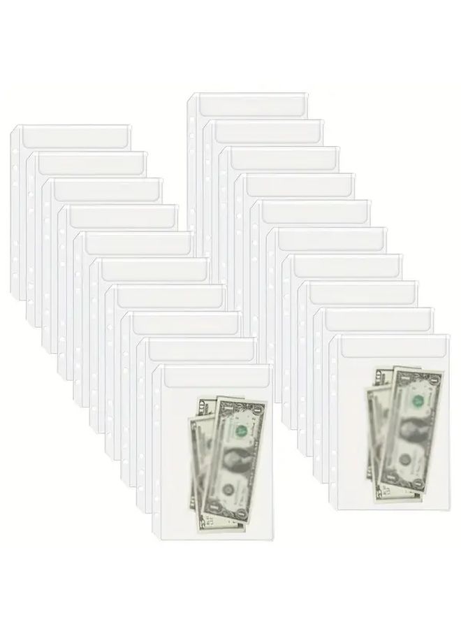 20 قطعة من جيوب الحافظة A6، أكياس PVC لمظاريف النقود، أكياس حفظ المستندات بفتحات 6، أكمام البطاقات، صفحات الإدراج لملء دفاتر الملاحظات - Image 1