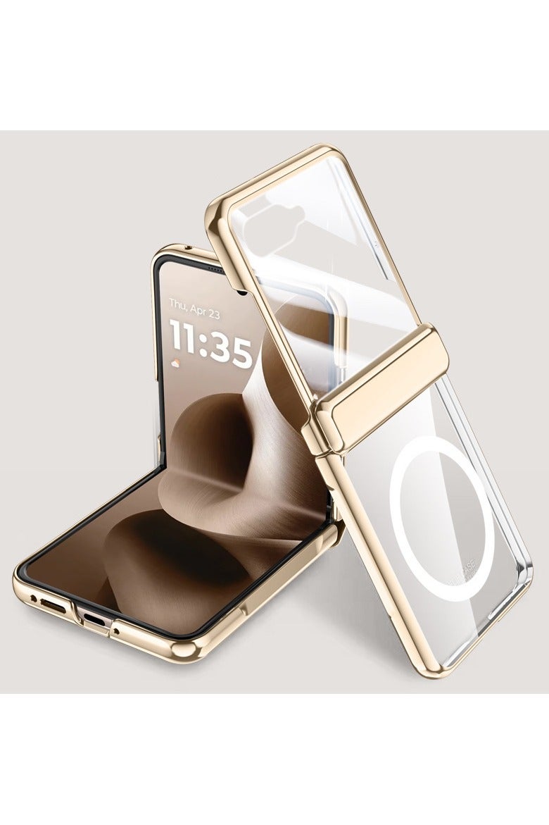 عام غطاء مغناطيسي لموتورولا رازر 60 الترا 2025 - متوافق مع ماج-سيف وحماية المفاصل وواقي شاشة أمامي مدمج وإطار ملبس، غطاء رفيع شفاف.