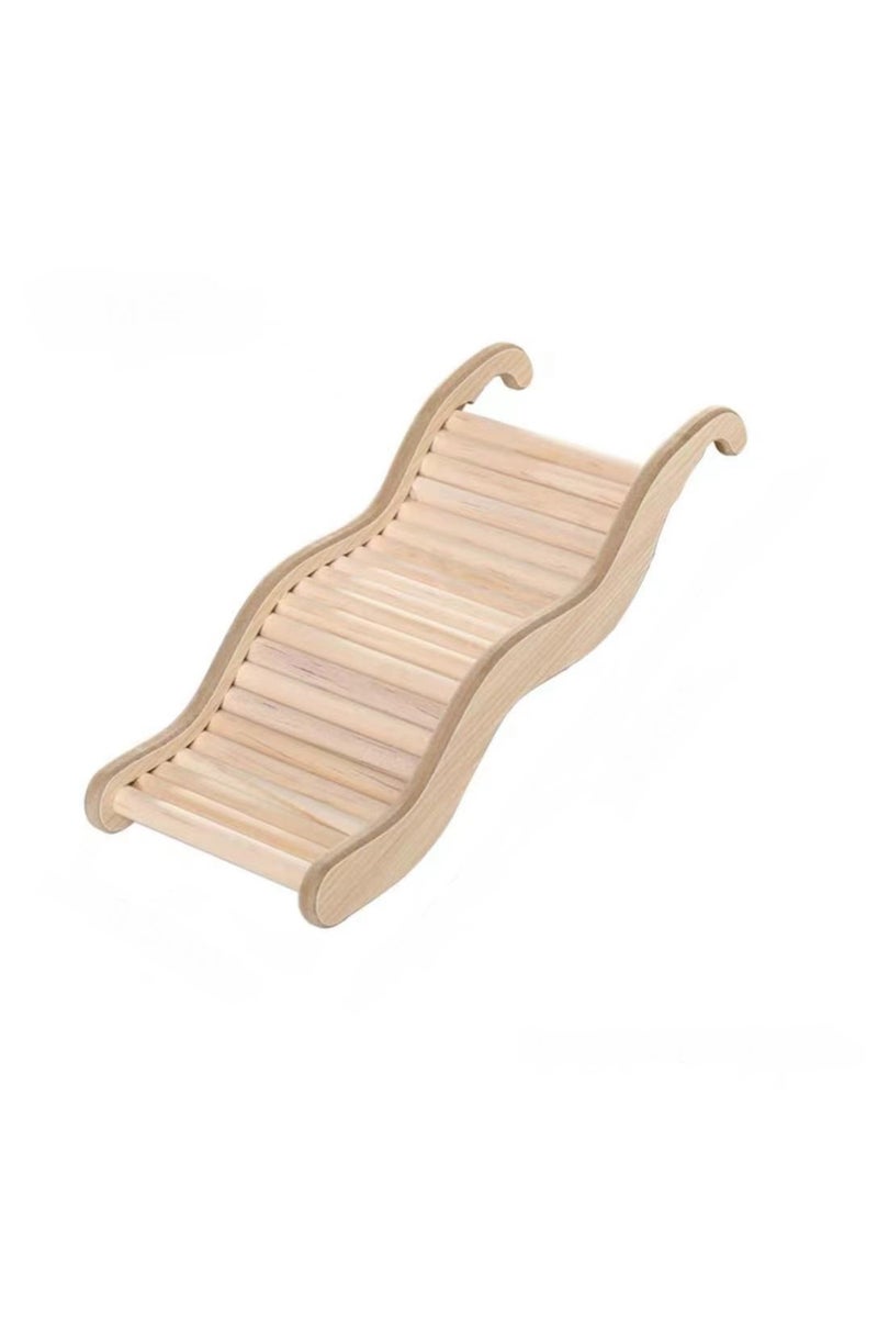 erorex B 1PC Wooden Wave Staircase Hamster Toy Pet Supplies Cage Decor Accessories Curved Slide Chute for .