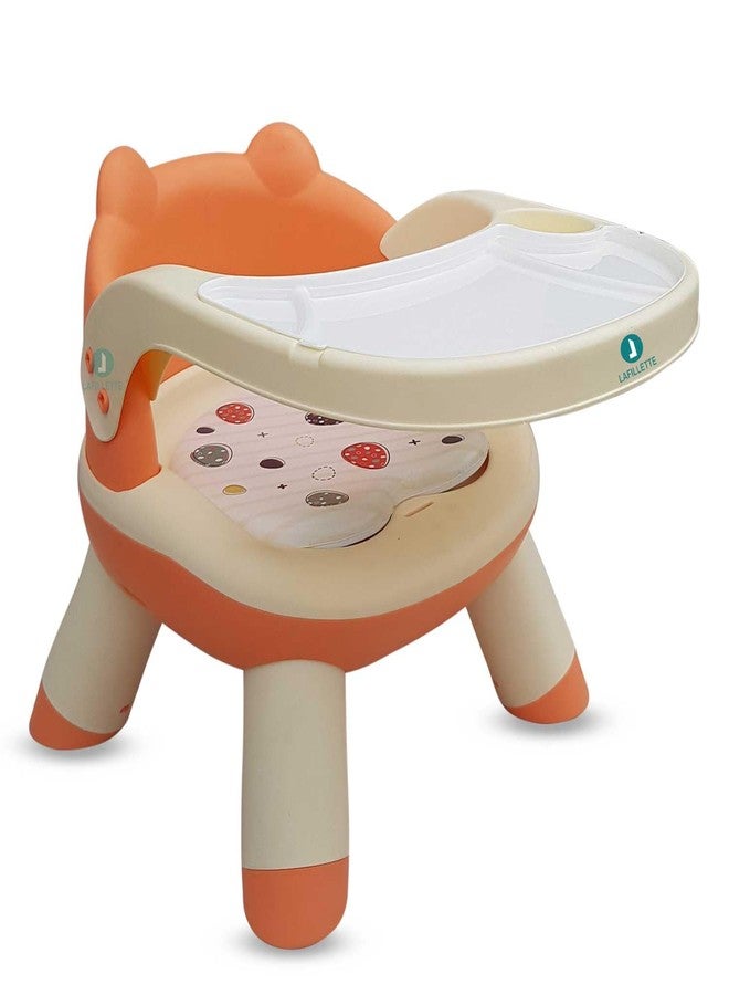 LAFILLETTE Baby Booster Feeding Chair with Removable Tray and Safety Belt for Infants and Toddlers, Folding Portable Booster Seat for Indoor/Outdoor Use (Orange) - Image 1