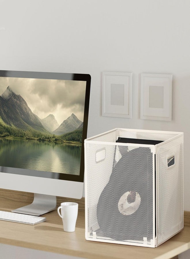 Funnymoom سلال تخزين معدنية مكعبة قابلة للطي من Funnymoom، قطعتان، مقاس 13x13، سلال سلكية للمطبخ، سلة تنظيم غسيل شبكية قابلة للتكديس بمقابض، مناسبة للأرفف وخزائن المطبخ وخزائن المؤن وخزائن الملابس (أبيض) - Image 4