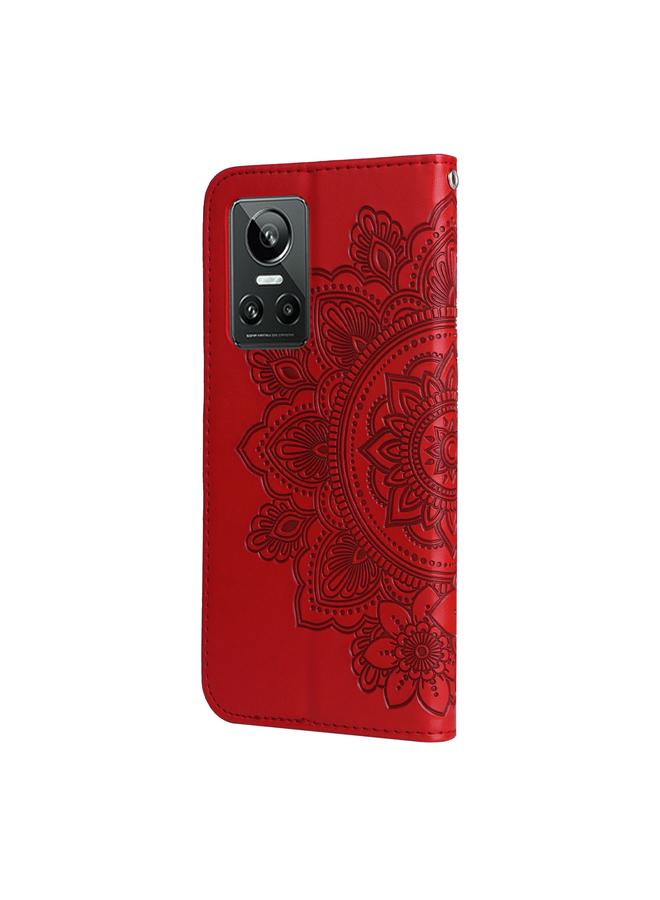 S-TOP Case For OPPO Realme GT Neo3 7-petal Flowers Embossing Pattern Leather Phone Case - Image 3