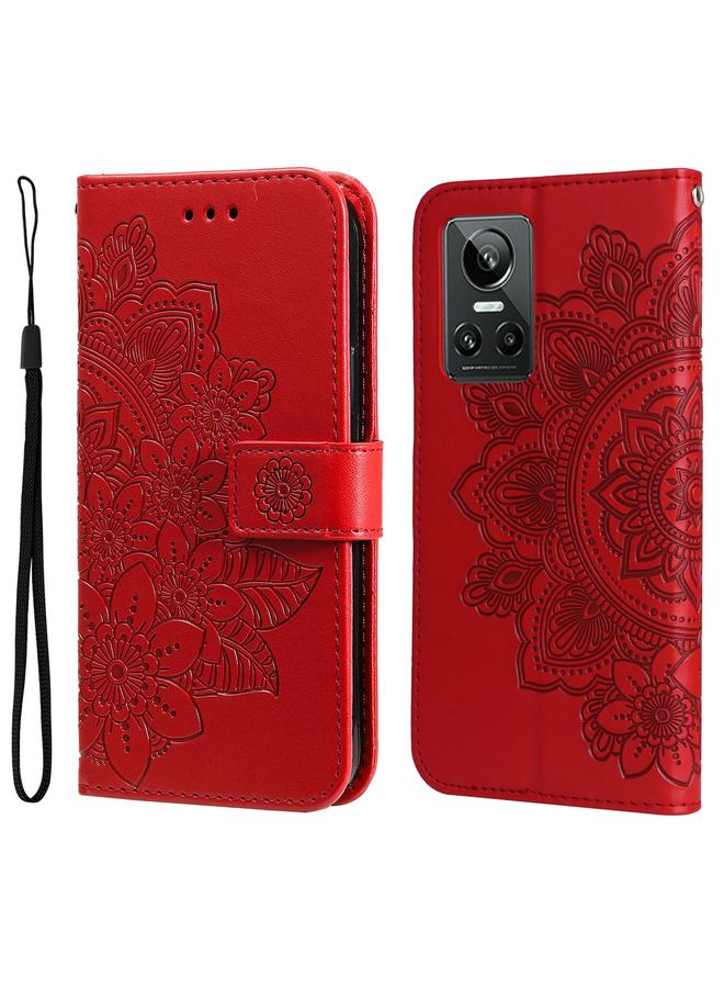 S-TOP Case For OPPO Realme GT Neo3 7-petal Flowers Embossing Pattern Leather Phone Case - Image 1