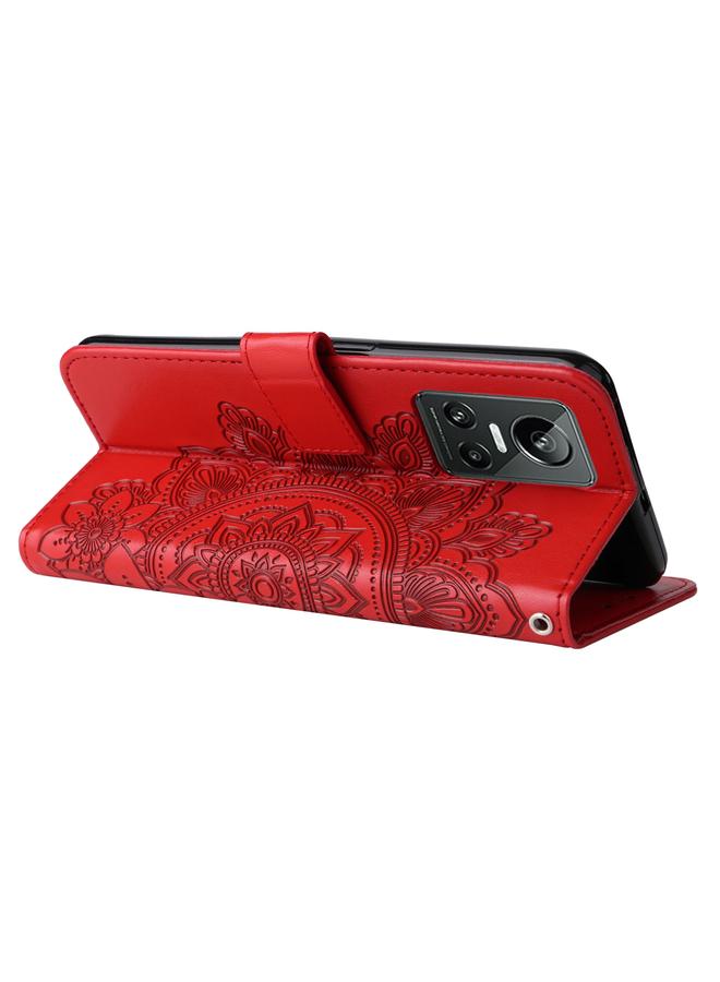 S-TOP Case For OPPO Realme GT Neo3 7-petal Flowers Embossing Pattern Leather Phone Case - Image 5