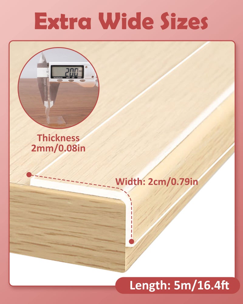 Loiion Baby Proofing, Clear Edge Protector Strip, Soft Corner Protectors for Kids, Baby Child Safety Tables Corner Guards for Furniture Against Sharp Corners for Cabinets, Tables, Drawers 16.4ft - Image 5