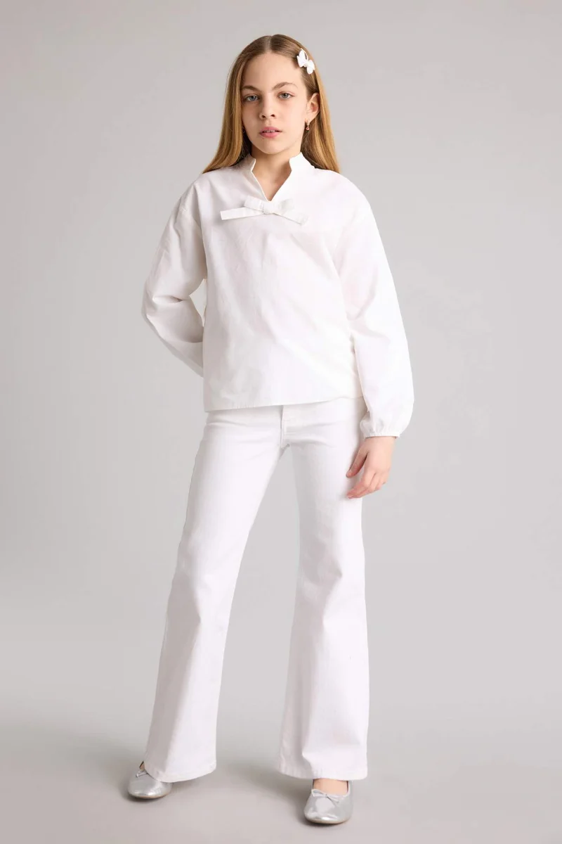 DeFacto Girl Regular Fit Poplin Long Sleeve Blouse