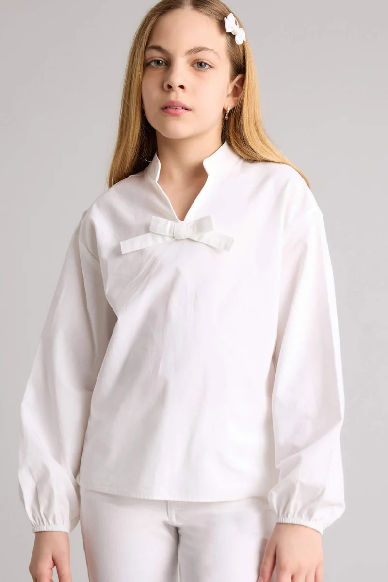DeFacto Girl Regular Fit Poplin Long Sleeve Blouse