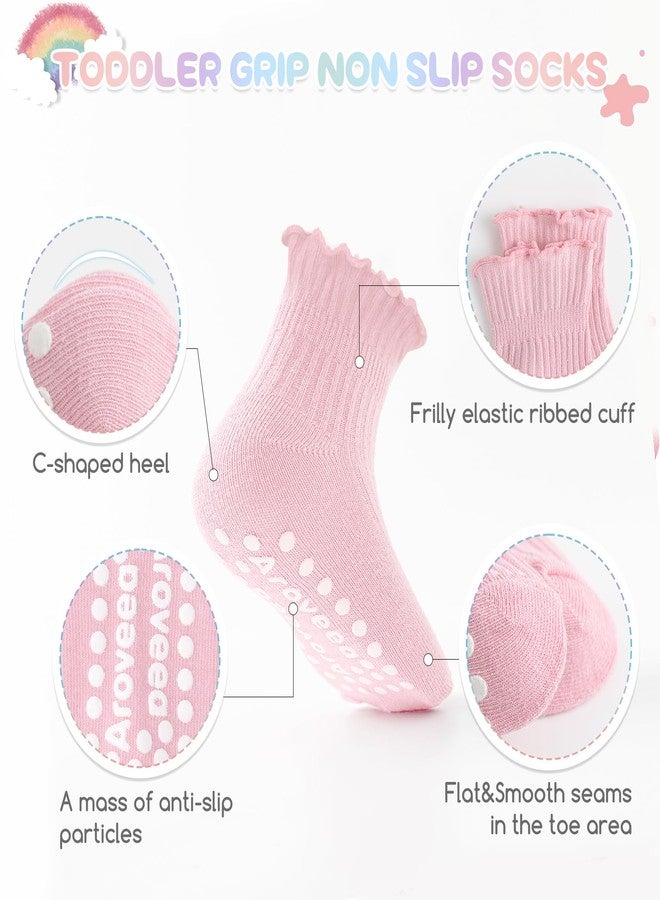 Aroveea Baby Toddler Girls Socks Grip Ruffle Non Slip Girls Cotton 12 Pack Socks for 3-5T Kids Cute Ankle 6M-7Years - Image 2