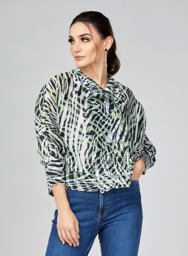 IZEL Multicolor Pleated Shirt  - Image 1