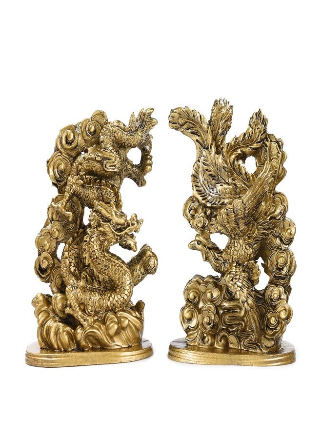 BRABUD Fengshui Chinese Dragon & Phoenix Statue Resin Fgurine Wedding Gift Home Decoration Collection TQGJBS91 - Image 1