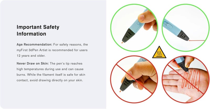 myFirst 3D Pen Artist 3D Printing Pen for Kids & Teens | Adjustable Temperature, OLED Display, Biodegradable PLA Filament Included (6 Colors), Safe Creative Tool for Art, STEM & DIY Projects - Blue - Image 4