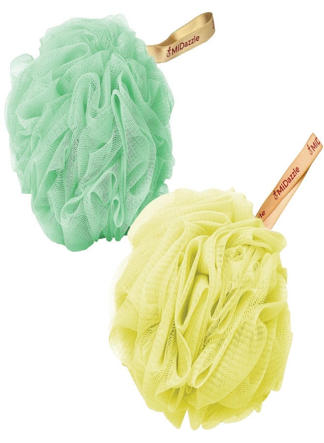 Omidazzle Midazzle Luxury Loofah Bathing Sponge Exfoliator Scrubber for High Lather Cleansing (Pack of 2, Yellow & Green) - Image 4