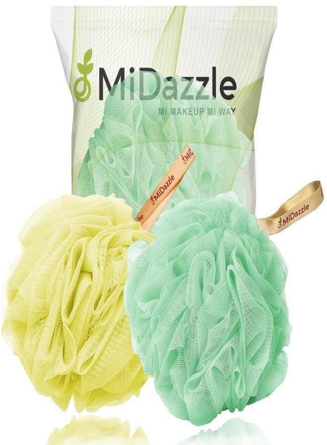 Omidazzle Midazzle Luxury Loofah Bathing Sponge Exfoliator Scrubber for High Lather Cleansing (Pack of 2, Yellow & Green) - Image 1