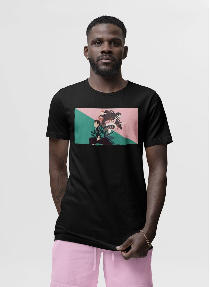MERCH Demon Slayer Anime Tanjiro and Nezuko Printed T-Shirt - Image 1