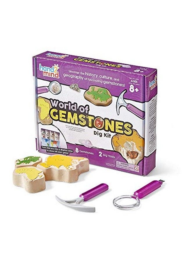 hand2mind - World Of Gemstones Dig Kit 8 Real Gemstones To Uncover Gemstone Display Case Gem Digging Kit For Kids Gem Dig Kit Geology For Kids Dig Kits For Kids Fun Homeschool Supplies - Image 1