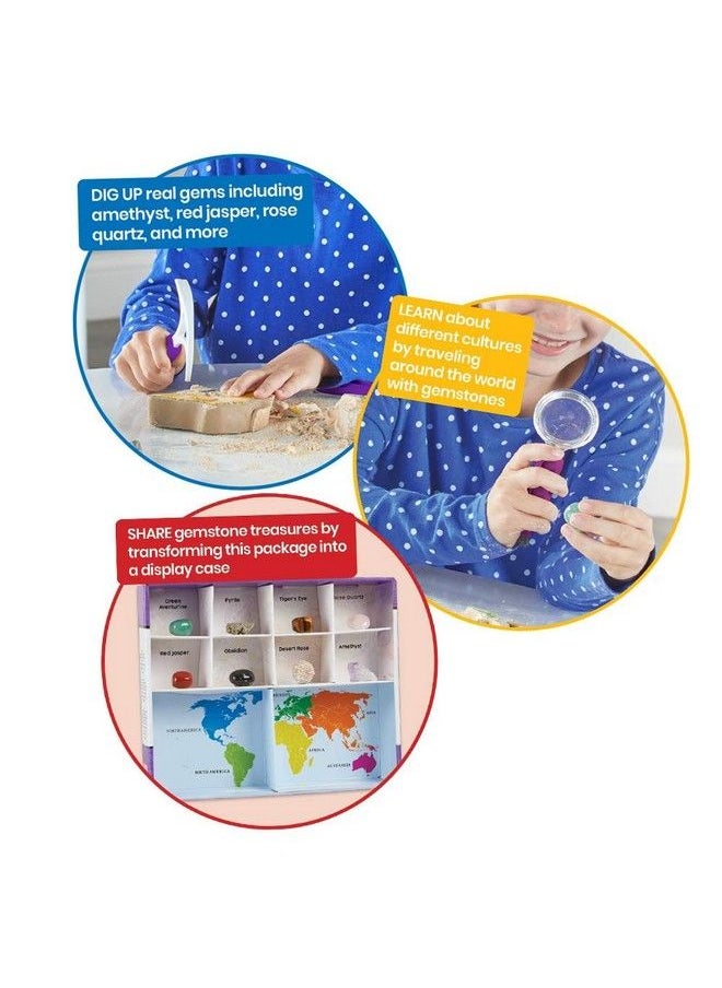hand2mind - World Of Gemstones Dig Kit 8 Real Gemstones To Uncover Gemstone Display Case Gem Digging Kit For Kids Gem Dig Kit Geology For Kids Dig Kits For Kids Fun Homeschool Supplies - Image 1