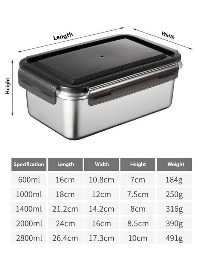 Fresh Keeping Box 316 Stainless Steel Crisper Super Large Capacity Refrigerator Special Frozen Storage Fruit Bento Box Volume:316 rectangle 600ml silver 16*16*16cm  - Image 1