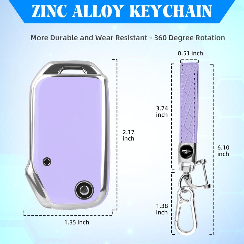QBUC for KIA Key Fob Cover with keychian, Soft and Durable Key Cover TPU Car Key Holder Fit for Kia 2019-2023 Cerato Ceed Forte NIRO Sorento Seltos Soul Telluride 4 Buttons (S-Purple) - Image 3
