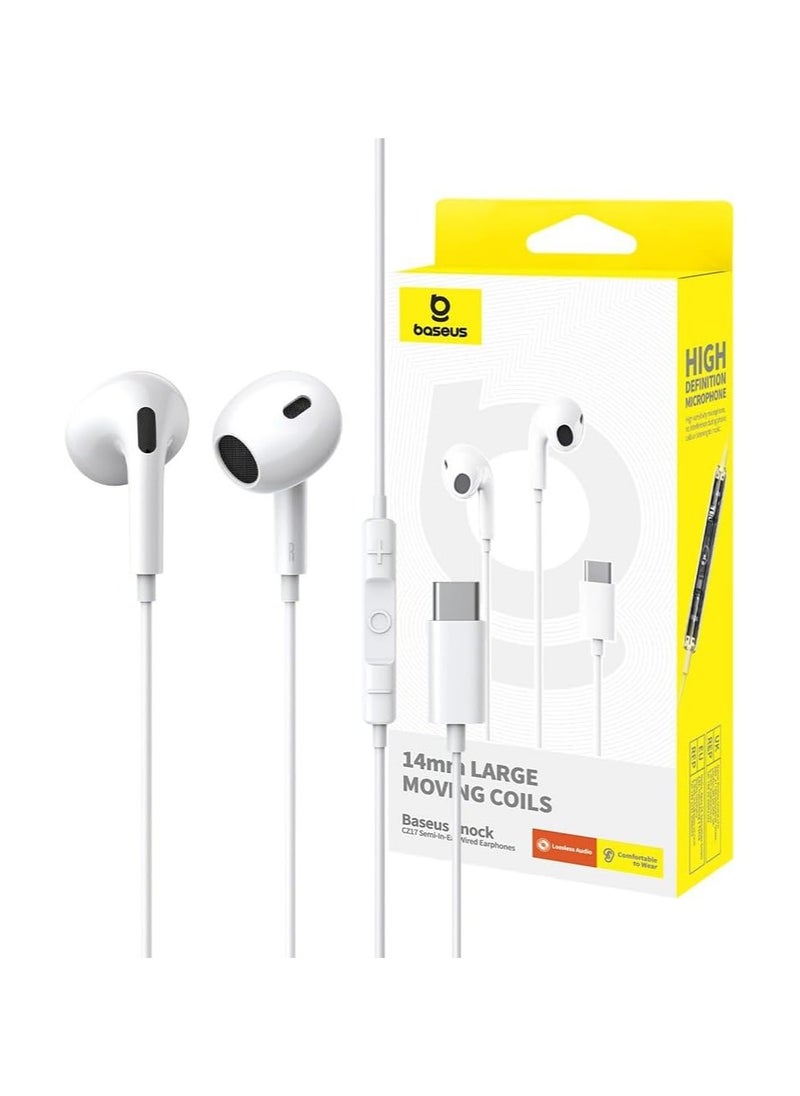 Generic - Baseus Type C Earphones Encok CZ17, Semi-In-ear Headphones with Microphone USB C Wired Earphones for iPhone - Image 1