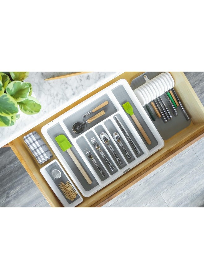 Madesmart madesmart Silverware White Expandable Tray Classic Collection | 8-Compartments | Icons to Help sort Flatware, Cutlery, Utensils | Soft-Grip Lining | BPA-Free  - Image 2
