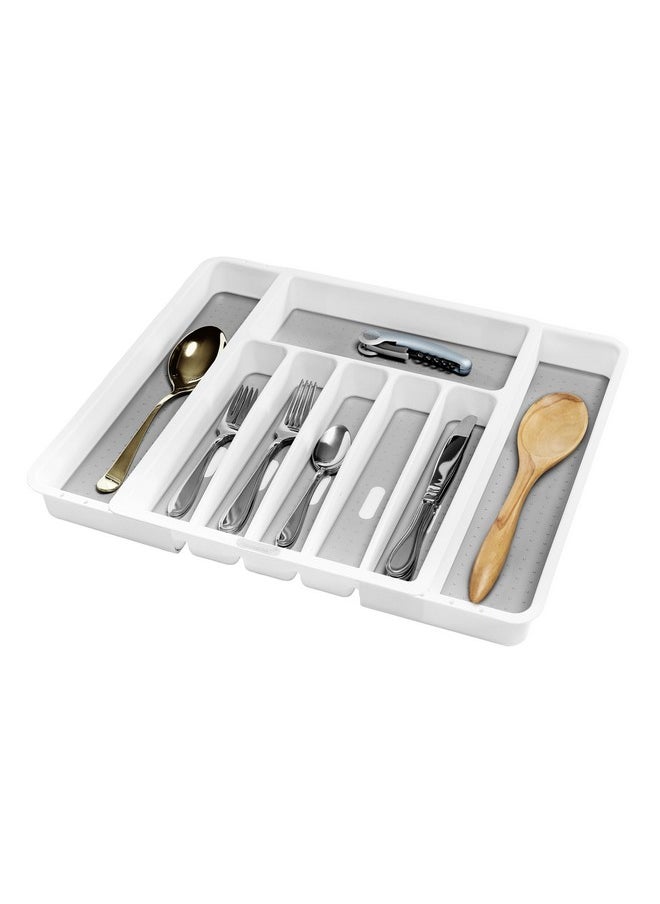 Madesmart madesmart Silverware White Expandable Tray Classic Collection | 8-Compartments | Icons to Help sort Flatware, Cutlery, Utensils | Soft-Grip Lining | BPA-Free  - Image 1