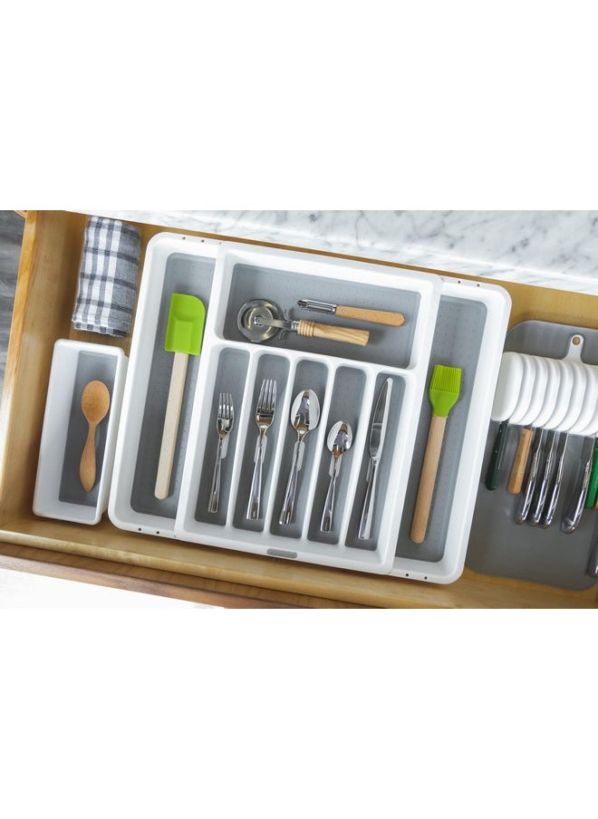 Madesmart madesmart Silverware White Expandable Tray Classic Collection | 8-Compartments | Icons to Help sort Flatware, Cutlery, Utensils | Soft-Grip Lining | BPA-Free  - Image 5