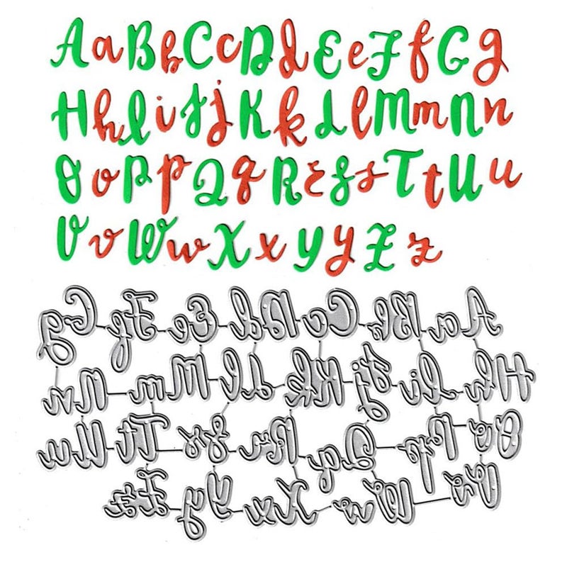26 Uppercase Letters Cutting Dies 26 Lowercase Alphabet Die Cuts Metal Embossing Stencils Template Mould for Card Scrapbooking and DIY Craft Album Paper Card Decor