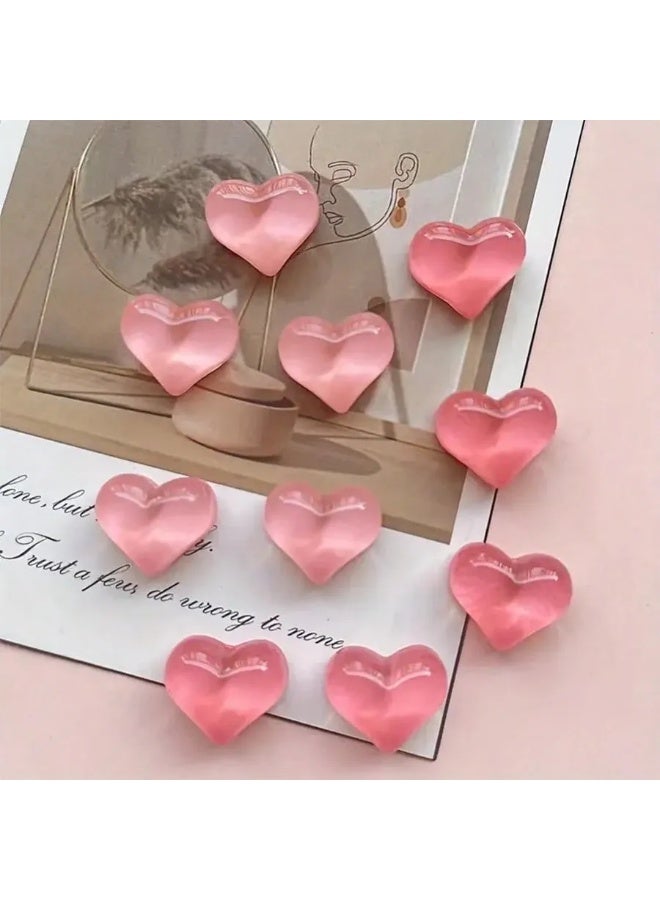 Fridge Magnets Set of 10 Pieces – Heart-Shaped Pink Design Made from High-Quality Resin with Strong Magnetic Base – Perfect for Adding a Cute Decorative Touch to Your Fridge - Image 4