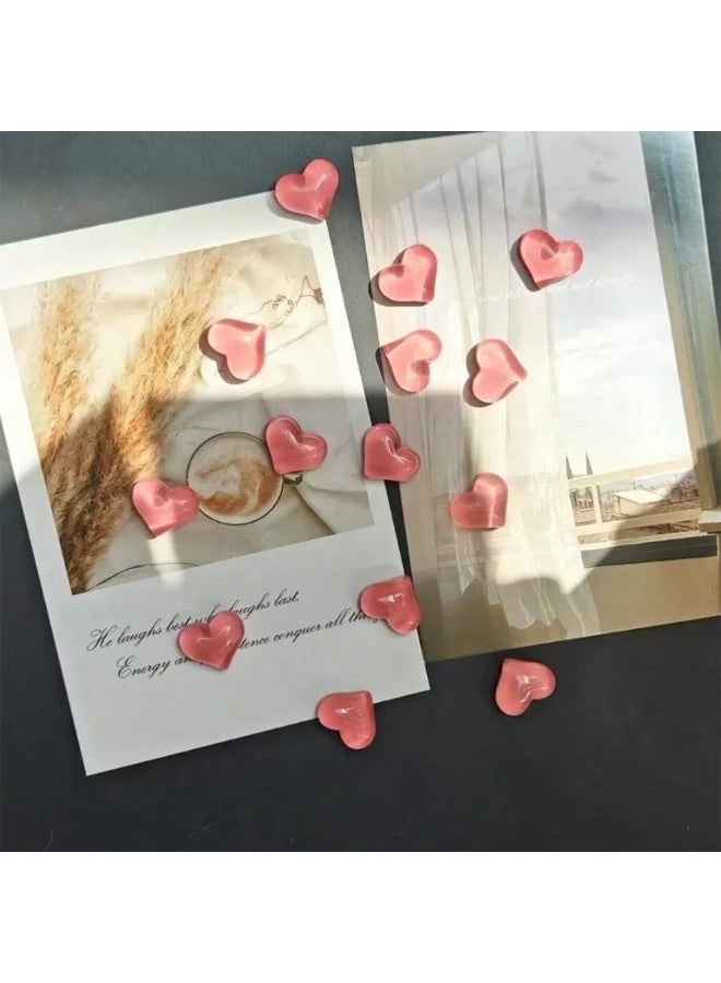 Fridge Magnets Set of 10 Pieces – Heart-Shaped Pink Design Made from High-Quality Resin with Strong Magnetic Base – Perfect for Adding a Cute Decorative Touch to Your Fridge - Image 3