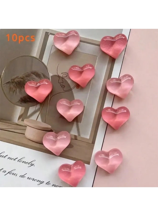 Fridge Magnets Set of 10 Pieces – Heart-Shaped Pink Design Made from High-Quality Resin with Strong Magnetic Base – Perfect for Adding a Cute Decorative Touch to Your Fridge - Image 1