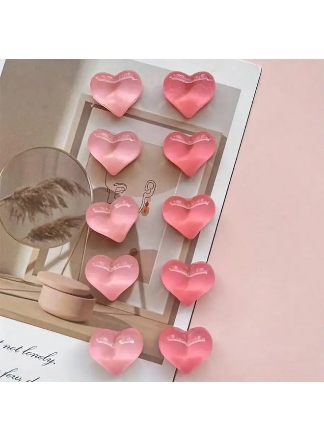 Fridge Magnets Set of 10 Pieces – Heart-Shaped Pink Design Made from High-Quality Resin with Strong Magnetic Base – Perfect for Adding a Cute Decorative Touch to Your Fridge - Image 2