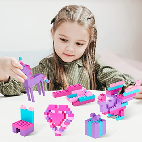 Reenwee Building Bricks SetClassic Colors Building Blocks ToysCompatible with All Major BrandsBirthday Gift for Kids PinkPurple 1000PCS - Image 5
