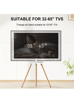 FlashHawk Floor TV Screen Stand with Tripod Base for 32-65" Screens | 45KG Capacity | 180° Swivel & Height Adjustment | Hidden Cable | Storage Tray | Modern Exhibition-Style Design  - Image 4