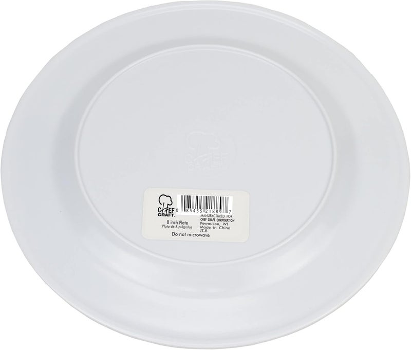 Chef Craft Classic Melamine Appetizer Plates 8 inches in Diameter White - Image 2