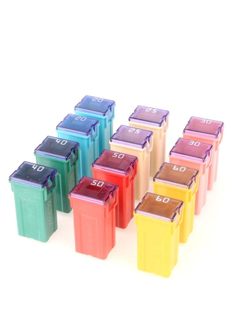 MUNTAQI 12pcs Automotive Tall Profile Jcase Box Shaped Assorted Fuse for Trucks,Cars and SUV,Boat(20A/25A/30A/40A/50A/60A,Each 2pcs) - Image 4