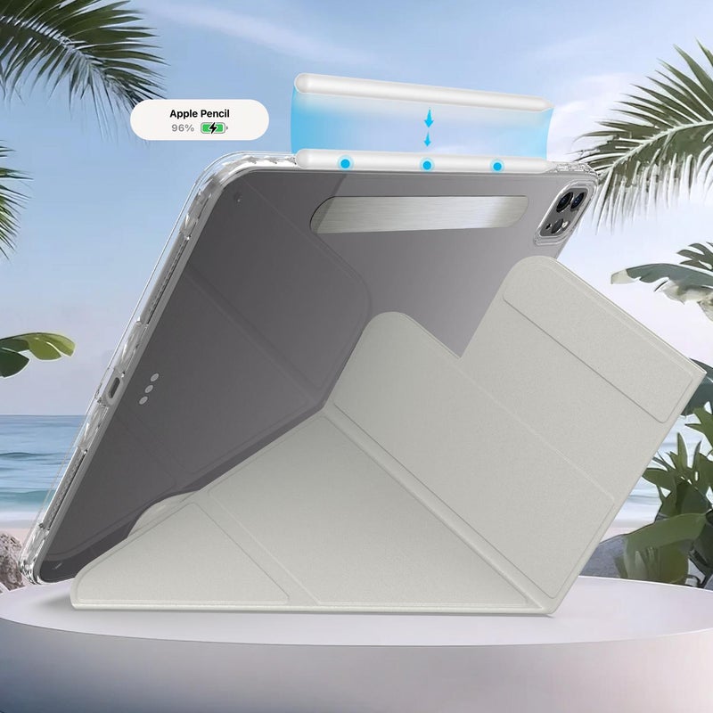 erorex For Ipad Pro 11 2022 / 2021 / 2020 Detachable Backshell Folding Holder Smart Tablet Leather Case(Grey) - Image 5