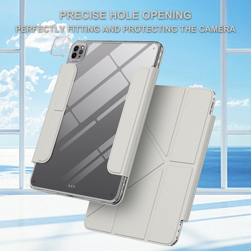 erorex For Ipad Pro 11 2022 / 2021 / 2020 Detachable Backshell Folding Holder Smart Tablet Leather Case(Grey) - Image 2