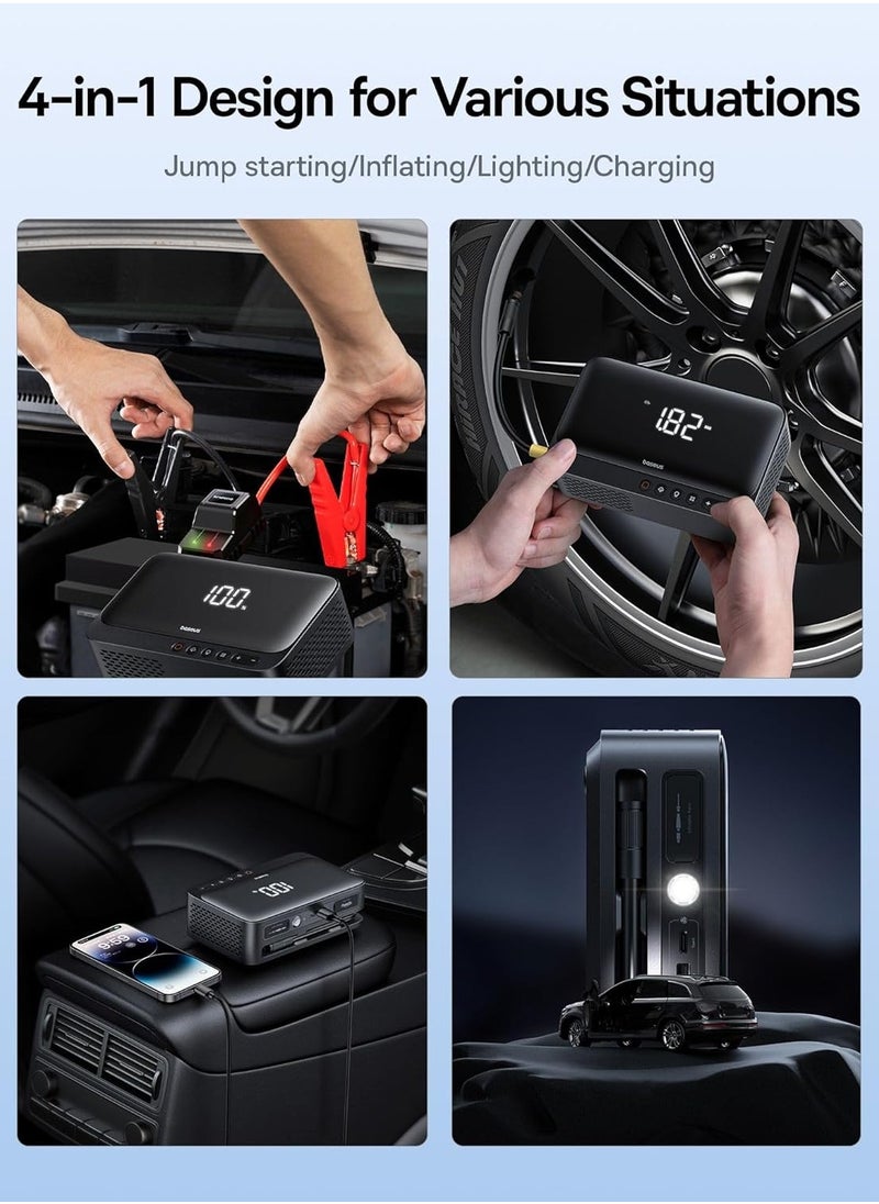 Super Energy Series 4-in-1 Car Jump Starter 600A Cluster Black.