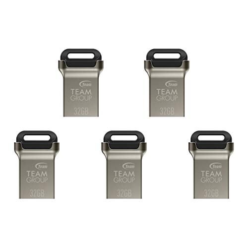 TEAMGROUP C162 32GB 5 Pack USB 3.2 Gen 1 USB 3.1/3.0 Mini Fits Metal Read 100MB/s Flash Thumb Drive External Data Storage Memory Stick Compatible with Computer/Laptop Black TC162332GB21 - Image 1