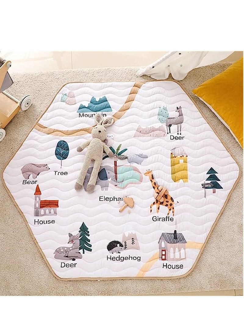 Captaintech NonSlip Hexagon Baby Play Mat Soft Area Rug with Cute Woodland Animals Ideal for Nursery Room and Crawling Fun - Image 5