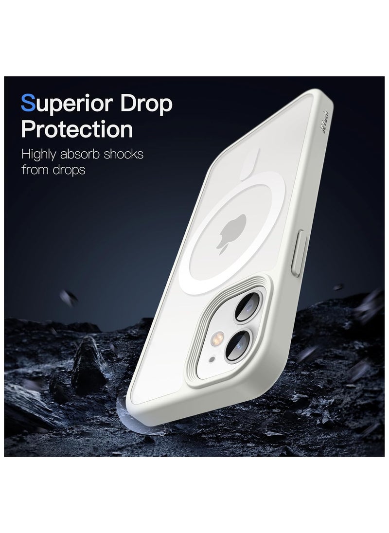 Denx - Matte Magnetic case for iPhone 11 , High Grade Drop Protection with Shockproof Strip, Translucent Matte Back Phone Case (White) - Image 1